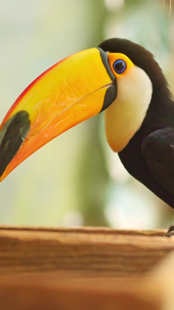 Tucano toco con becco gigante che mangia