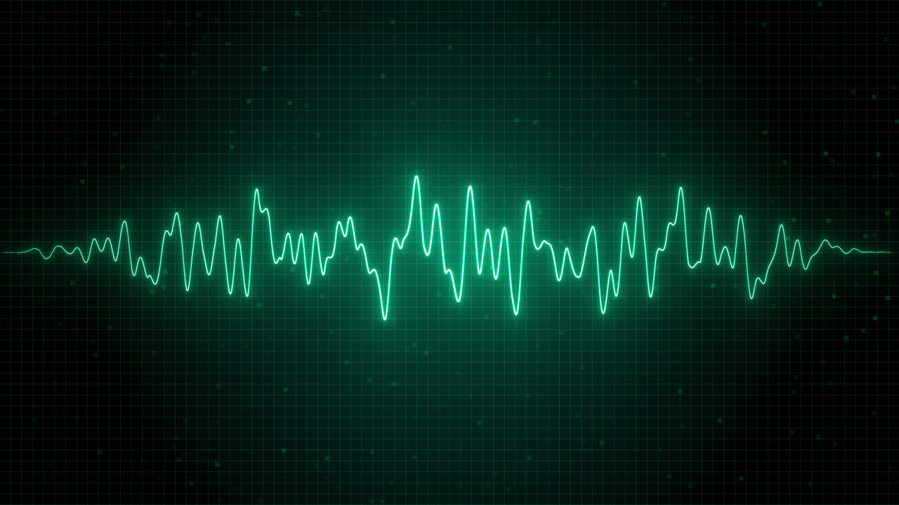 Futuristic AI-Powered EKG Heartbeat Monitor with Digital Audio Waveform and Equalizer Display