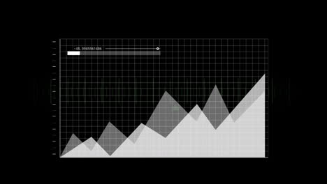 rising graph with data points and grid background, financial growth animation