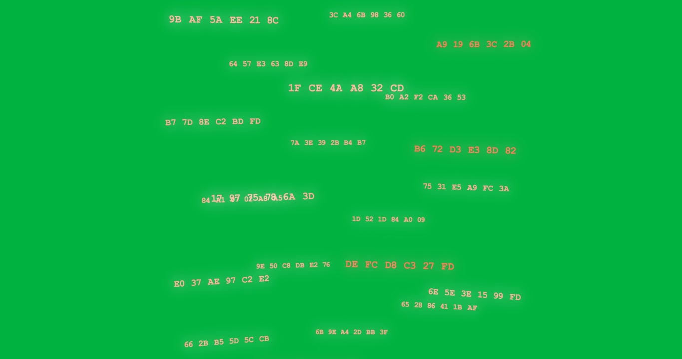 On load hex panel column scrolling, wobbling, orange pulsing showing data on transparent backdrop