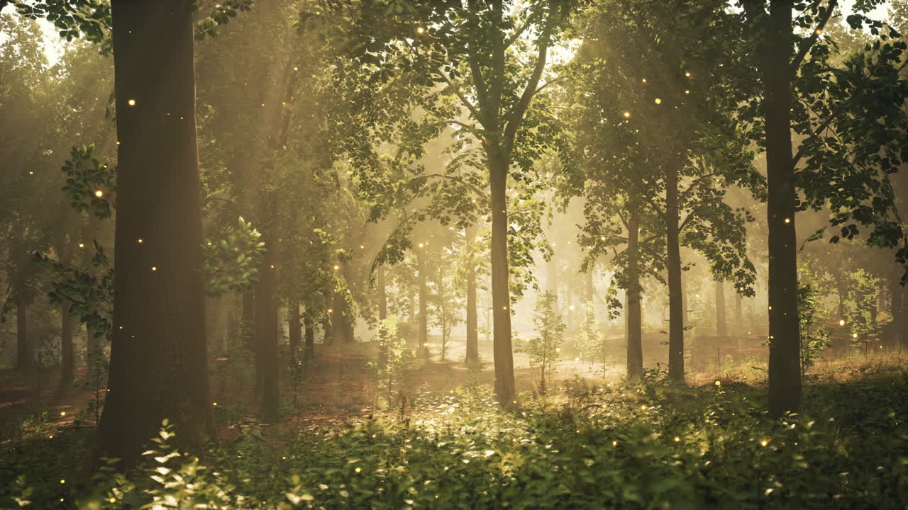 많은 나무와 풀로 가득 찬 숲