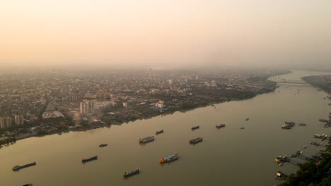 vibrant aerial view of kolkata’s vidyasagar bridge at sunset, where the city meets the glowing horizon.