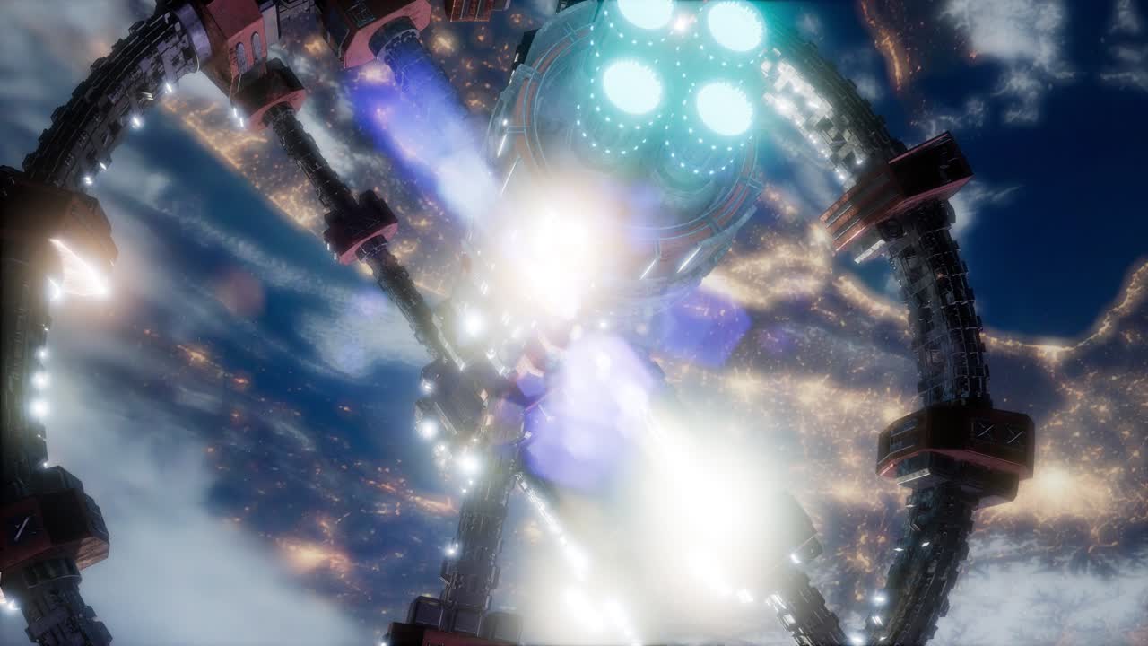 지구 위 에 있는 우주 공간 에 있는 국제 우주 정거장