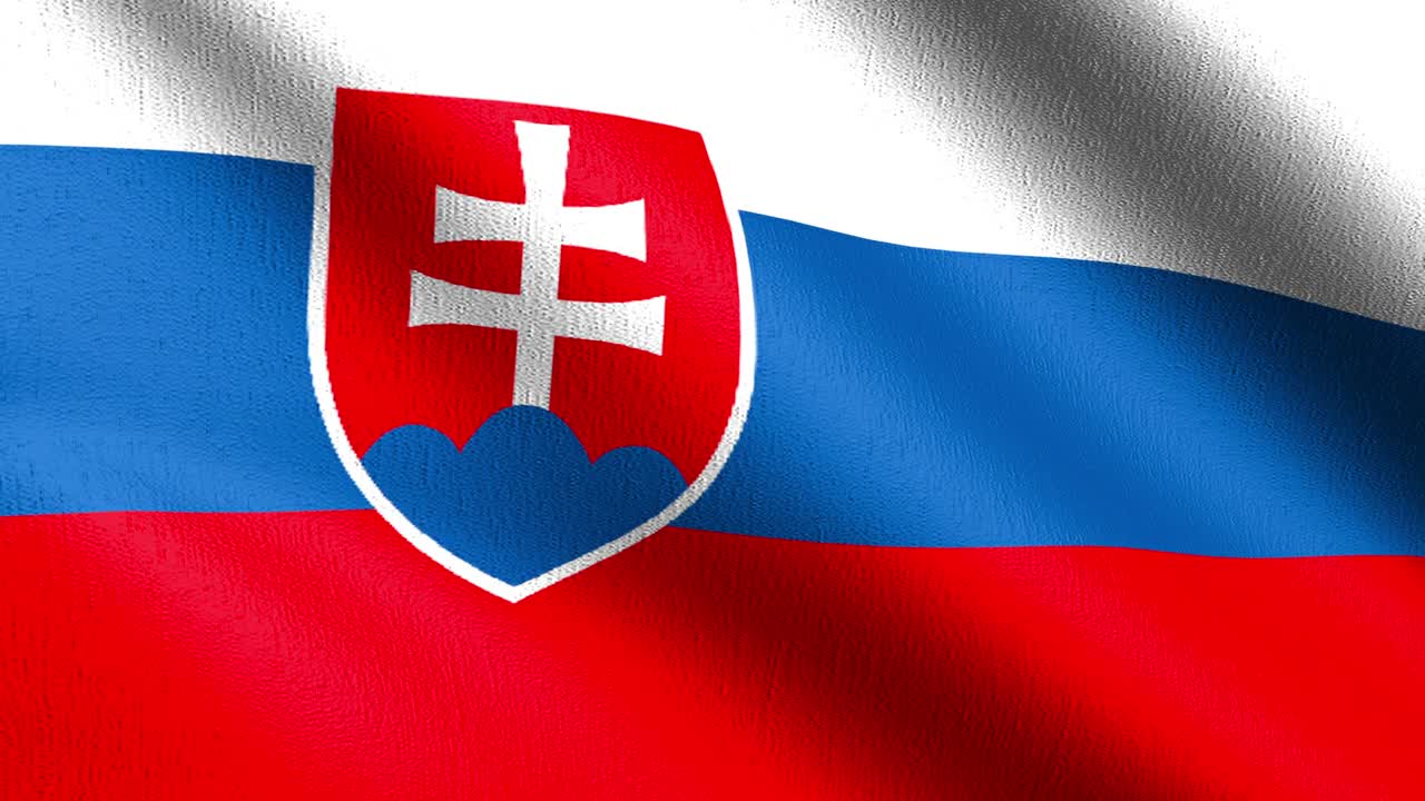 슬로바키아 국기 바람에 날아다니는 고립 된 공식 애국적 추상 디자인 3d 렌더링 기호의 일러스트레이션