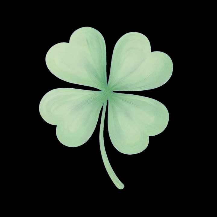 Animated Four Leaf Clover Isolated on Black Background