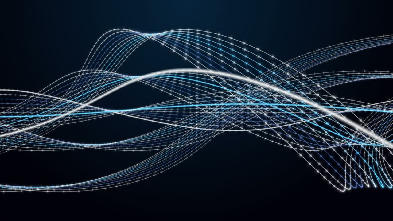 Futuristic animation with particle stripe wave object in slow motion, 4096x2304 loop 4K