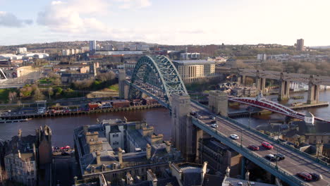 Puente-Tyne-En-Newcastle-Desde-La-Cima-De-La-Torre-De-La-Iglesia-De-Todos-Los-Santos