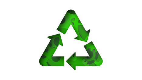 símbolo de reciclaje verde con engranajes ciclo temático ecológico hecho de flechas