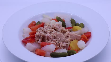 mediterranean tuna salad. vegetables summer salad with tuna