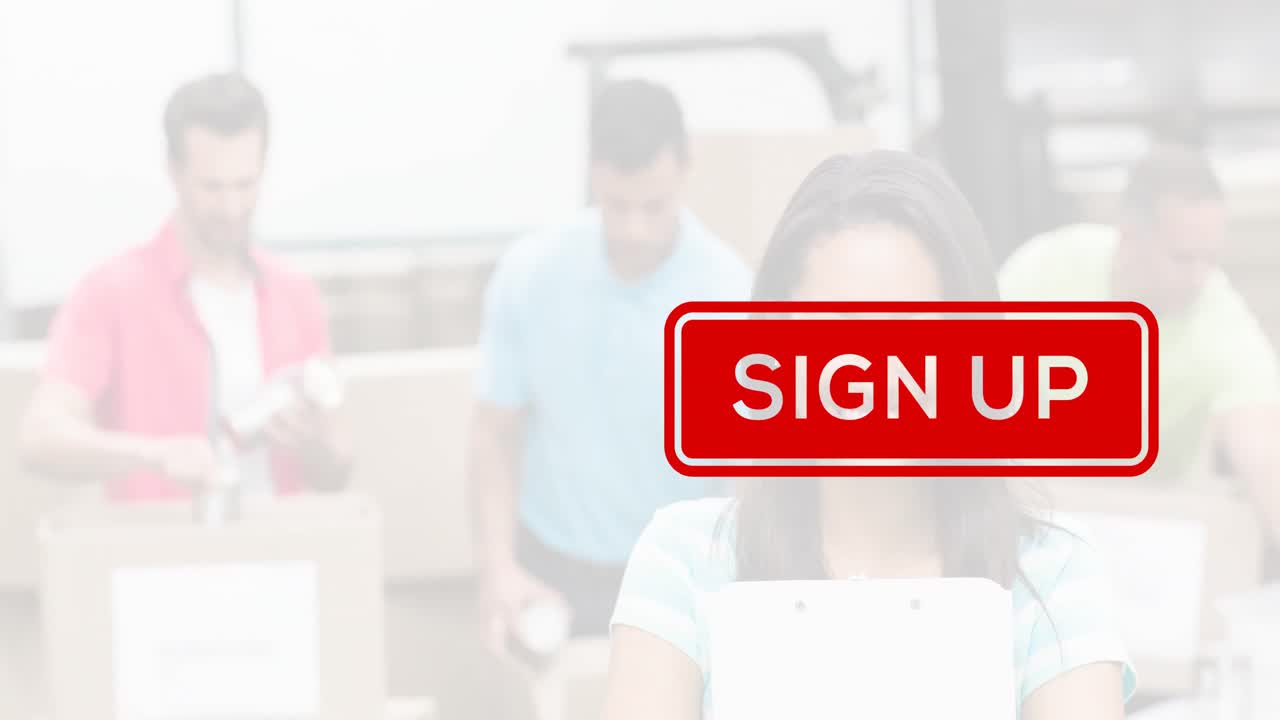 animación de un grupo diverso de voluntarios sobre el texto de inscripción