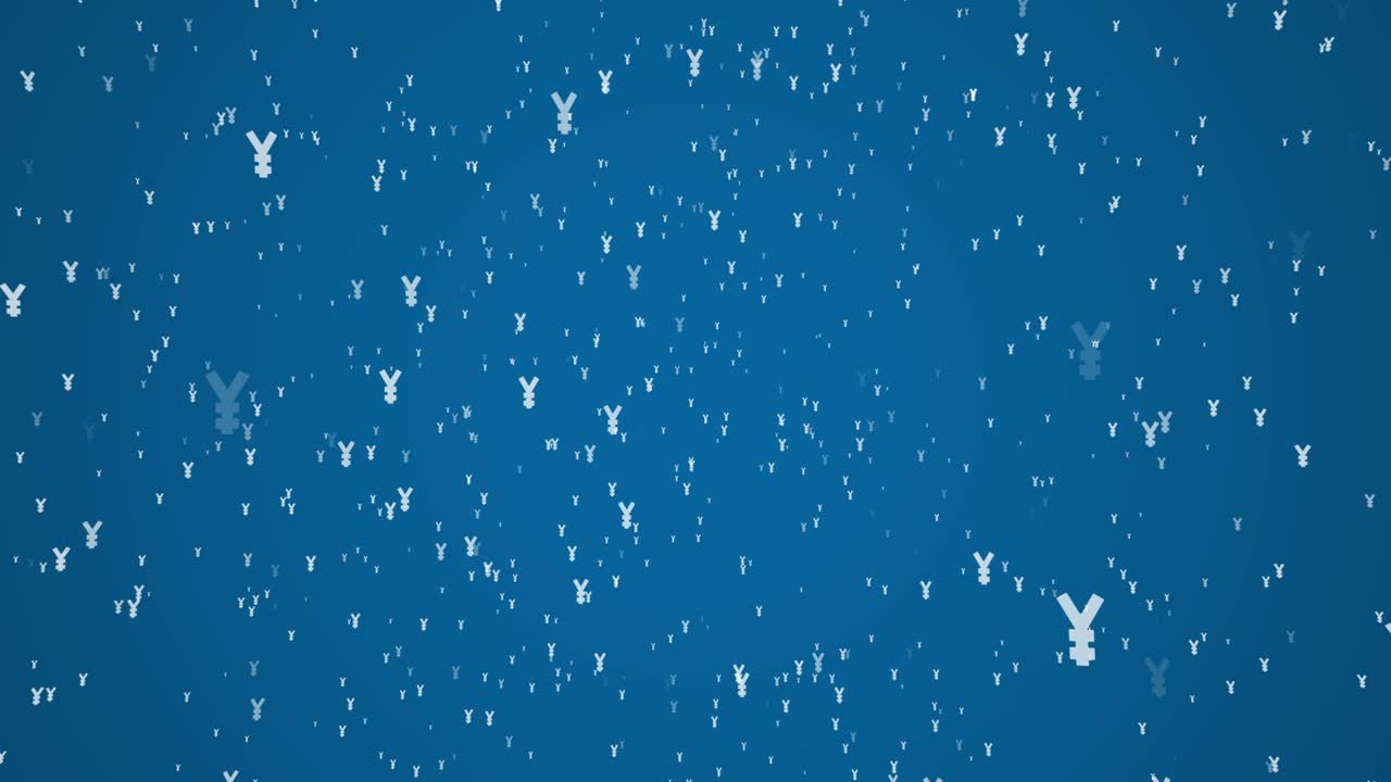 파란색 바탕에 있는 일본 화폐인 엔의 색 기호, 간단한 원활한 루프 비즈니스 모션 그래픽 애니메이션 요소