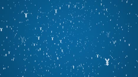white symbols of japanese currency yen on a blue background. simple seamless loop business motion graphic animated elements