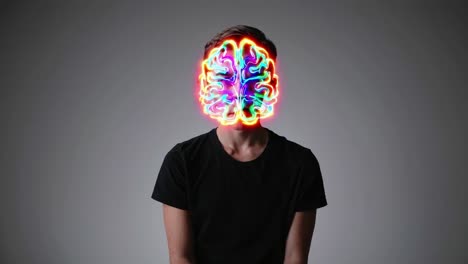 person with a glowing brain