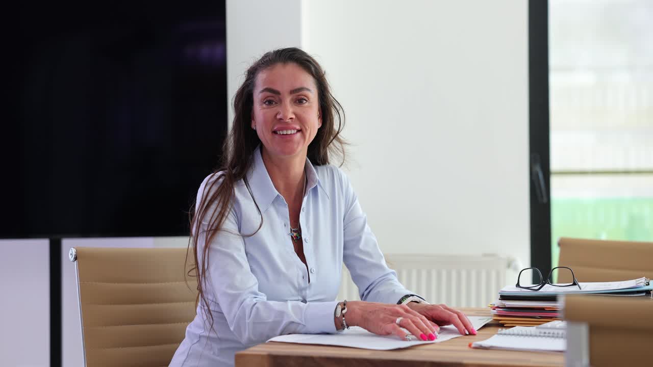 Businesswoman at a desk in an office