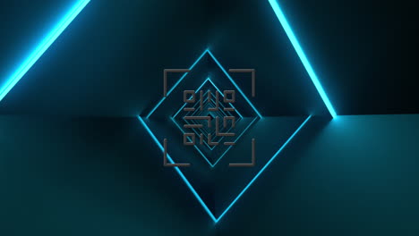 animación de código qr verde parpadeante con líneas azules