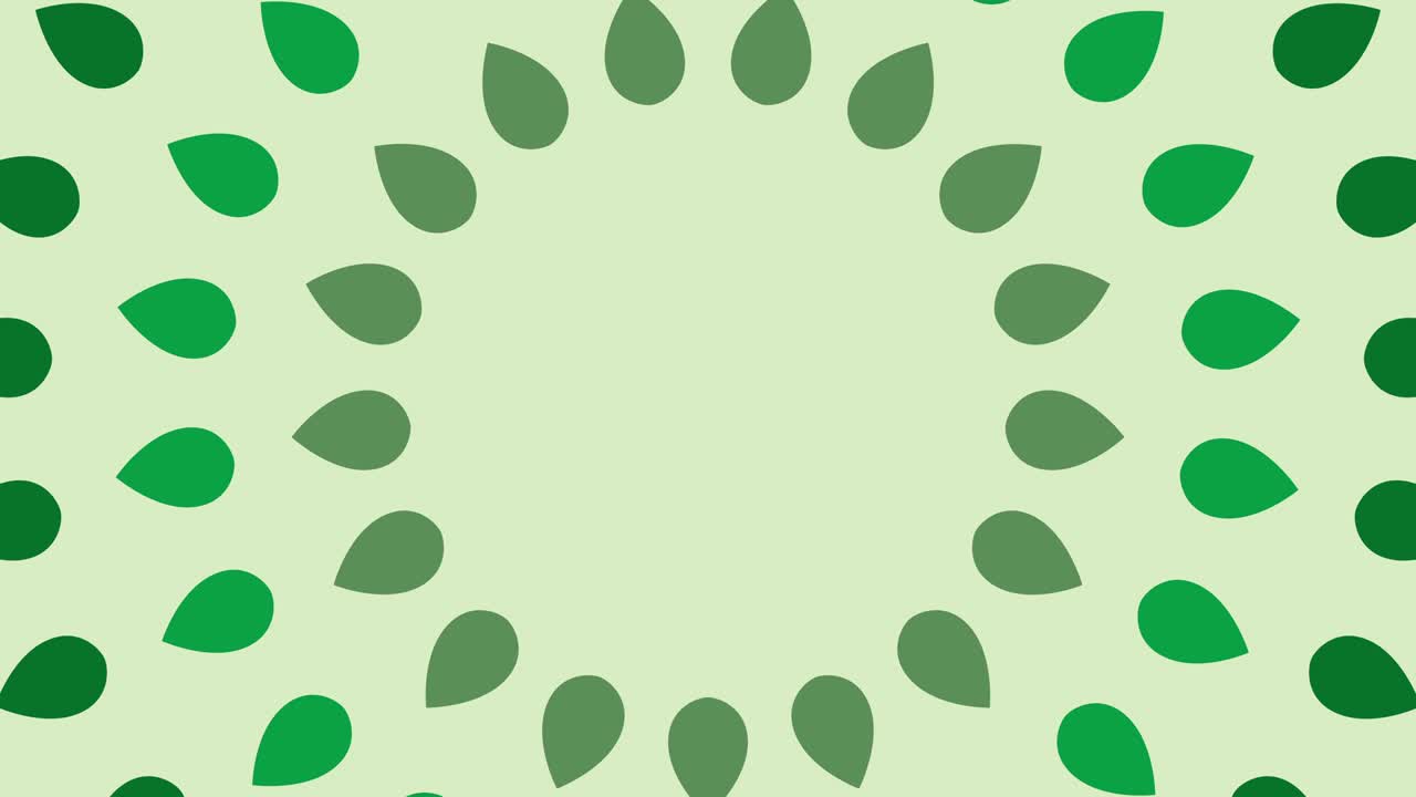las hojas verdes giran sobre un fondo verde claro. concepto de ecología telón de fondo animado