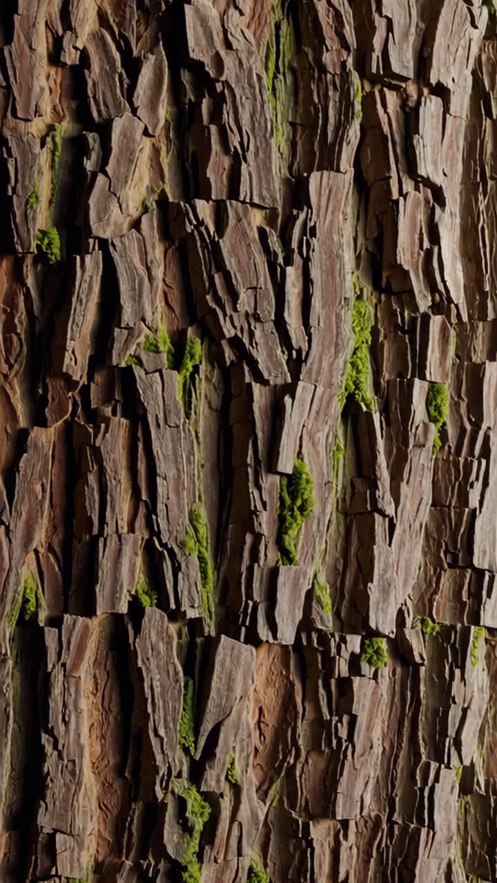 Close-up of Tree Bark with Moss