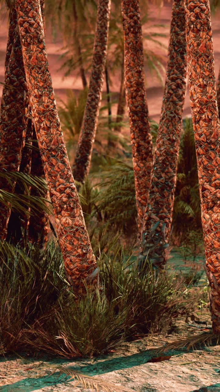 Palm trees in a desert oasis