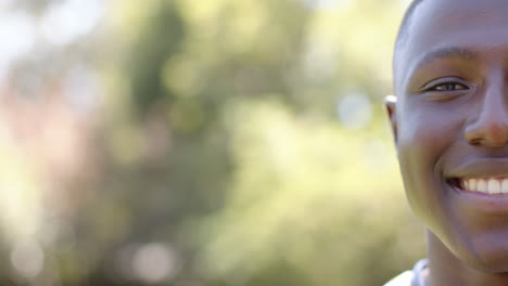 enjoying sunny day with multiracial male friends, smiling african american man outdoors, copy space
