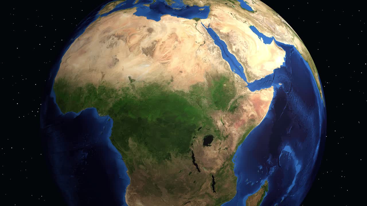 La Terra digitale ruota e zooma sull'Africa occidentale, mostrando la posizione della città di Osogbo e informazioni demografiche.