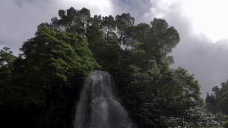 ribeira dos caldeirões forest waterfall, azores,  slowmotion