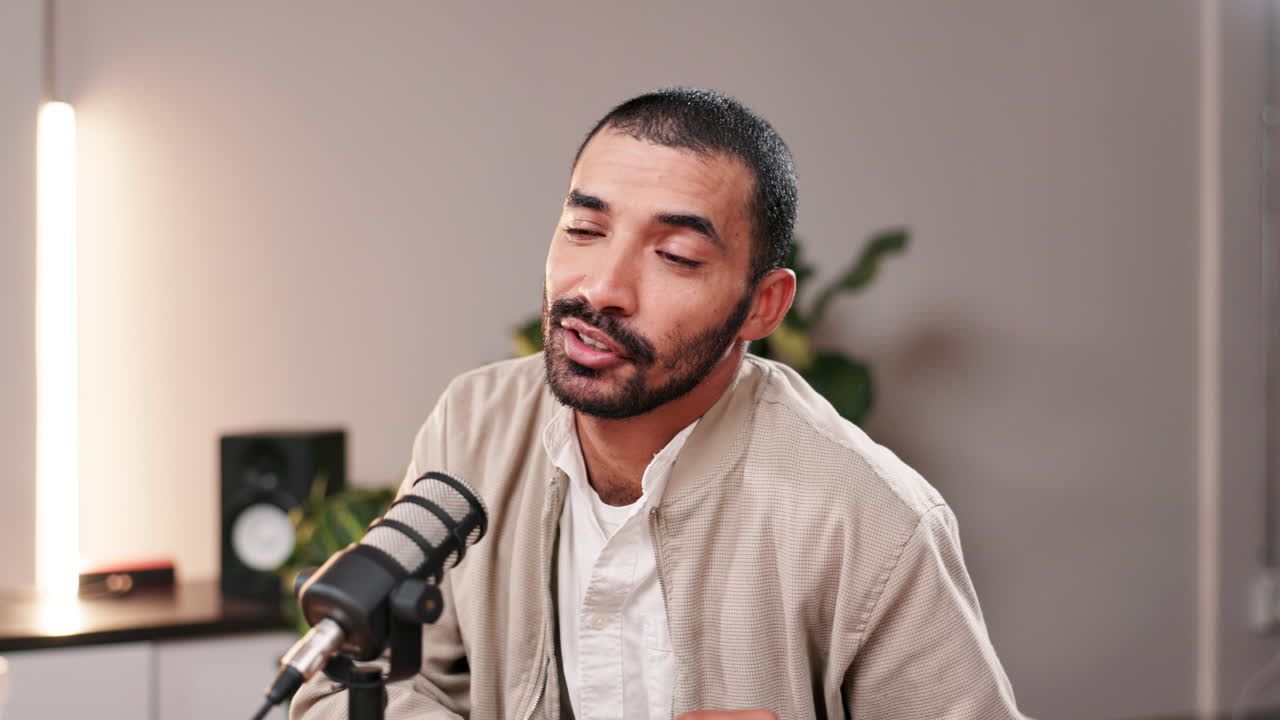 Man recording a podcast