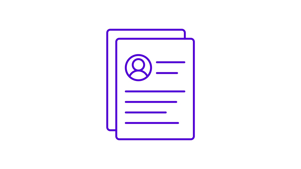 Animated Line Icon of a Resume or Personal Profile Document