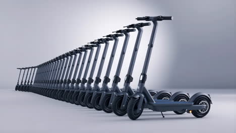 A long line of electric scooters