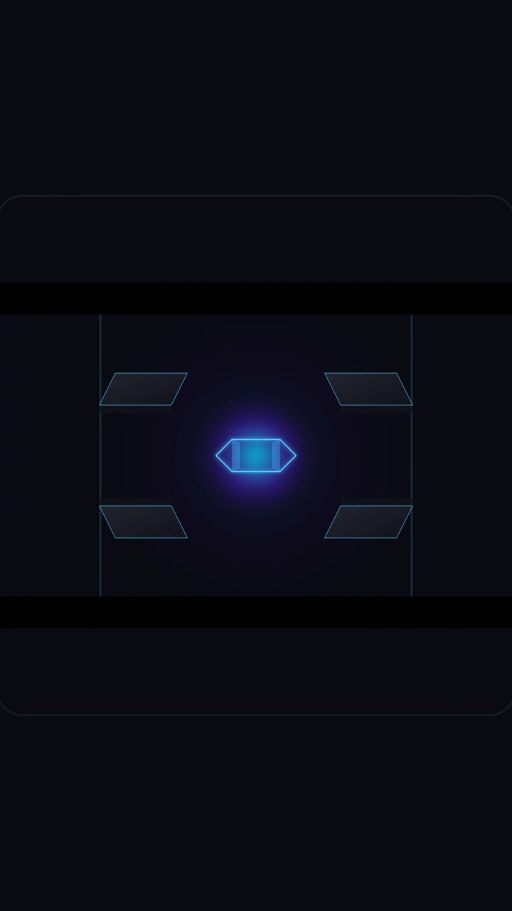 Abstract Digital Geometric Animation with Glowing Blue Core