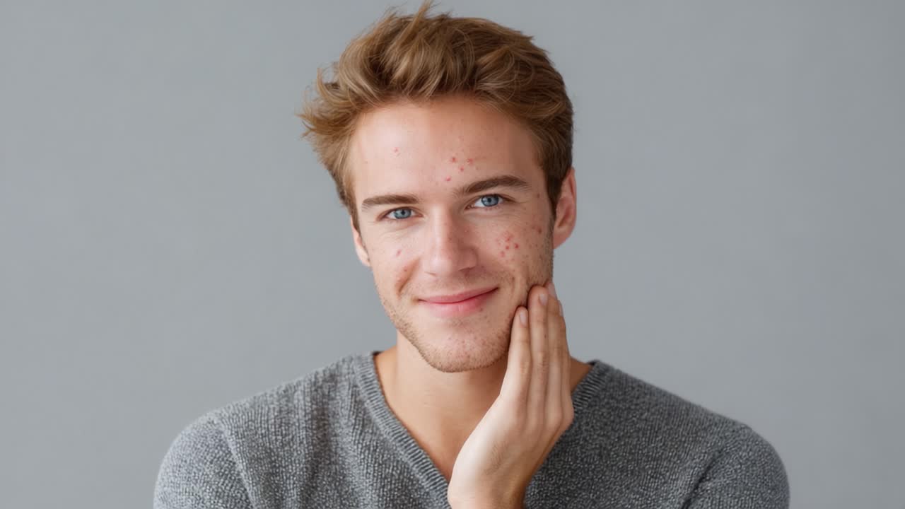 Una serie di ritratti che ritrae un giovane uomo con espressioni naturali, che mostrano il suo percorso attraverso la fiducia in sé stesso e l'autenticità in un ambiente minimalista