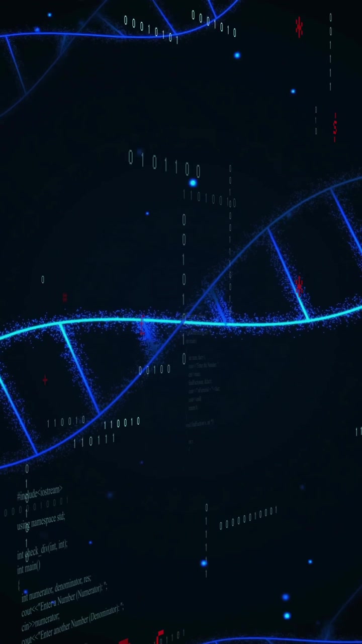 Animation of dna strands and binary coding digital data processing