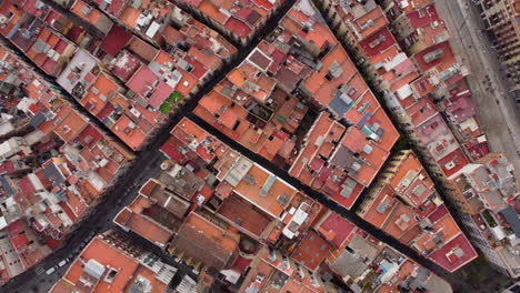 aerial view of the raval neighborhood in the city center of barcelona, spain
