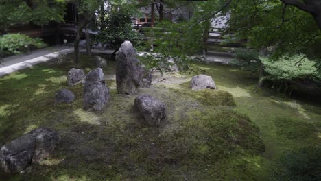 zen garden in kyoto, japan evoke feelings of calmness and peace to the visitors- aerial shot