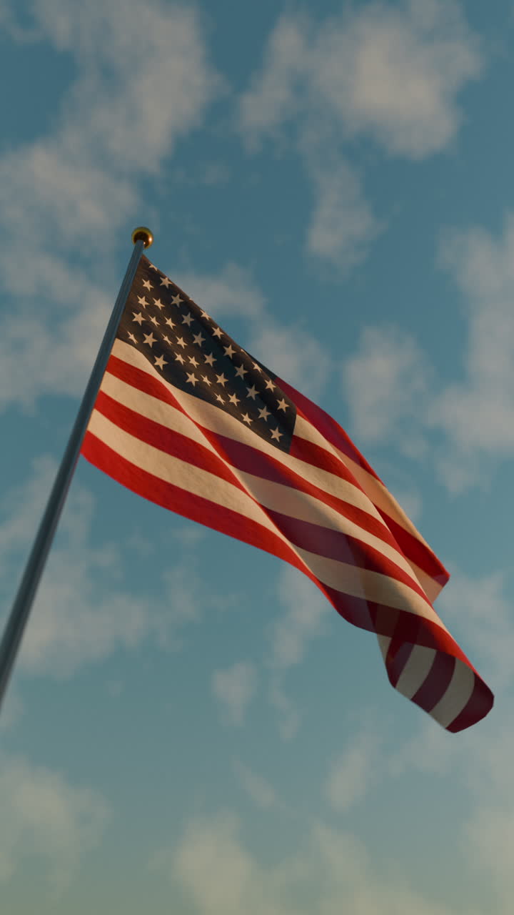 Una bandiera americana che sventola nel cielo durante la celebrazione del Memorial Day