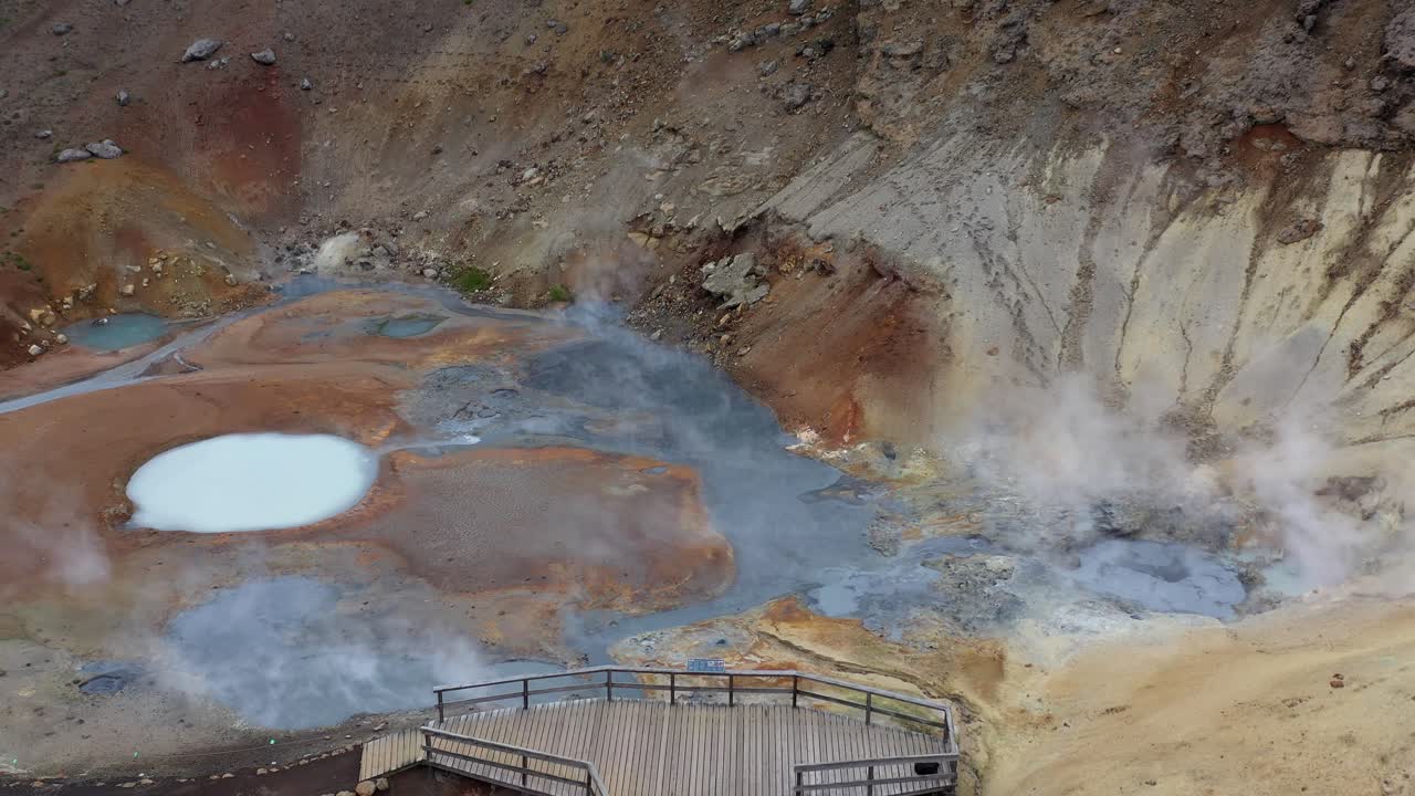 Aerial view of Hverir Geothermal Area in Iceland