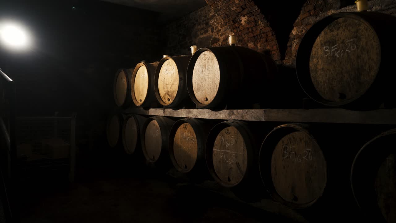 barriles de vino en una bodega
