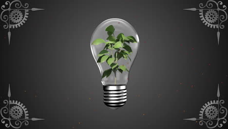 Animación-Del-Muestreo-De-Plantas-Dentro-De-Una-Bombilla-Eléctrica-Contra-Un-Patrón-De-Diseño-Sobre-Fondo-Gris