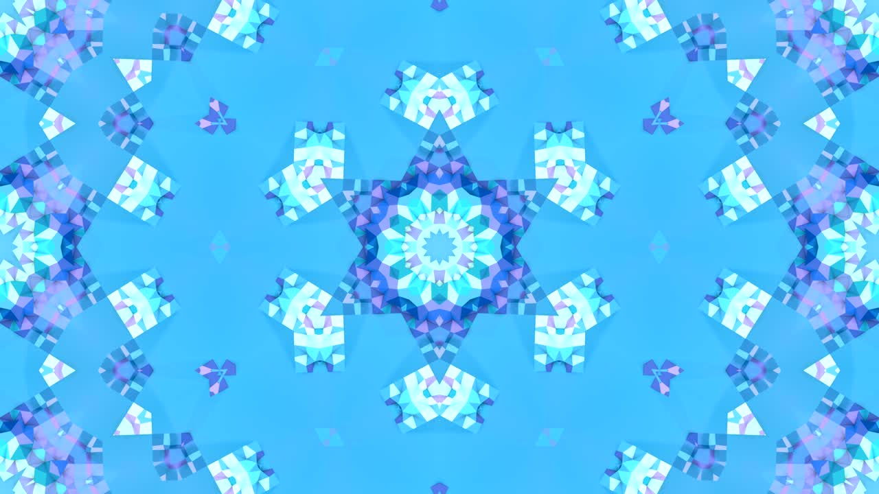 4k에서 움직이는 스테인드 글래스 또는 칼레도스코프 효과로 낮은 기하학적 추상적인 배경, 루프 3d 애니메이션, 인기 있는 낮은 폴리 스타일의 원활한 영상.