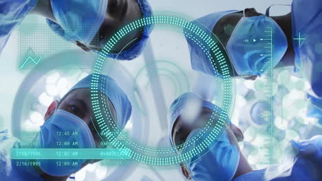 Animation of scope scanning and data processing over diverse surgeons in operating theatre