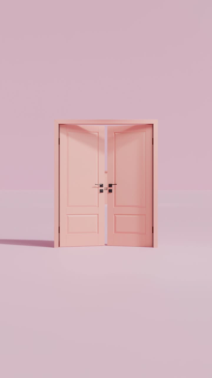 A pink door in different states