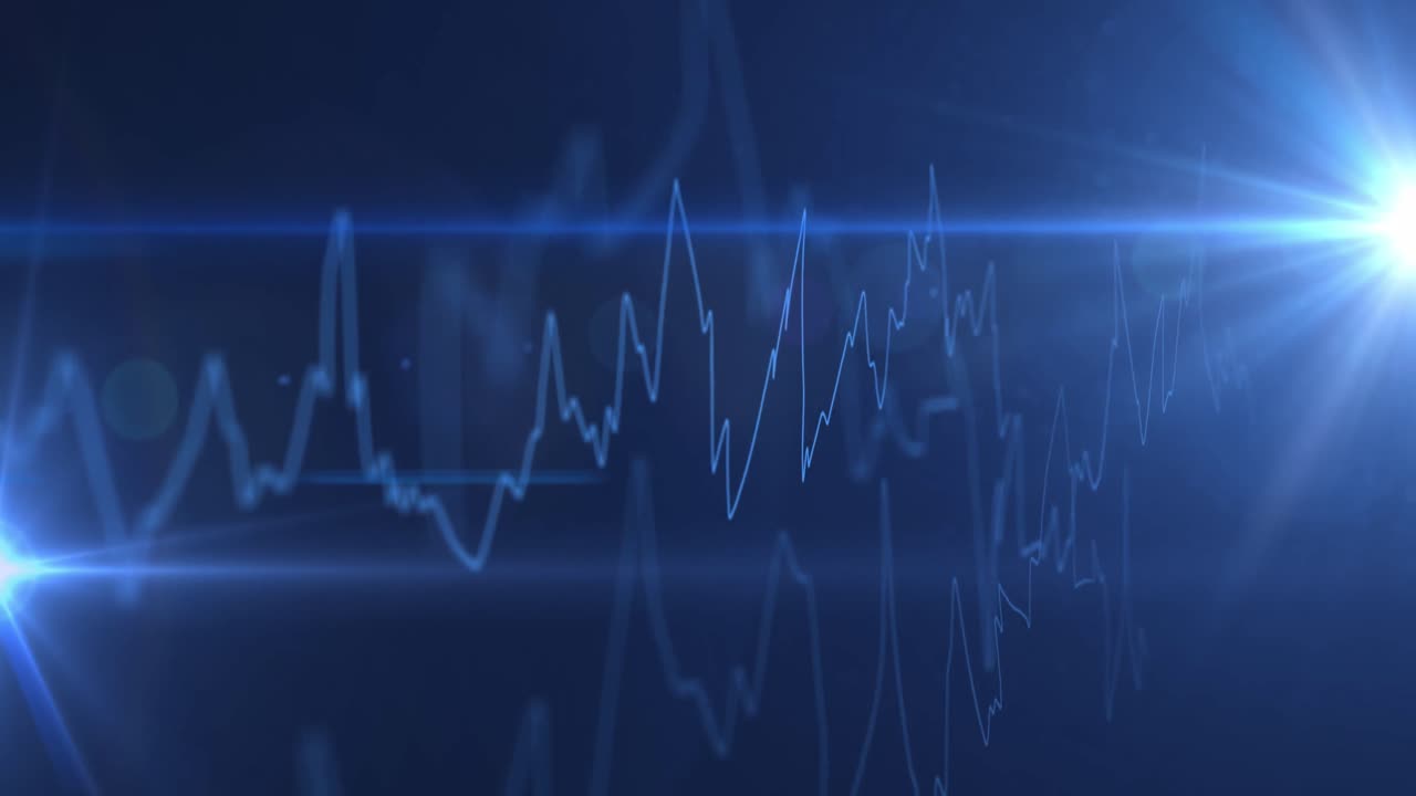 파란색 배경에 있는 금융 데이터 처리의 애니메이션