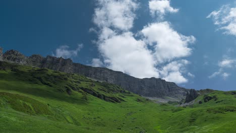 Clouds-In-Blue-Sky-Above-Rocky-Swiss-Alps-In-Spring-In-Switzerland