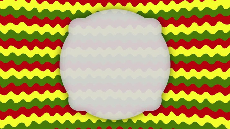 Banner ellittico con cornice su animazione di forme ondulate colorate.