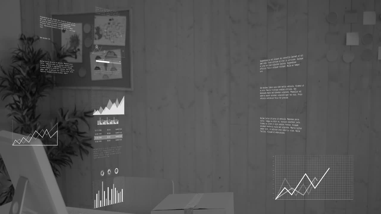 animación del procesamiento de datos estadísticos en el escritorio