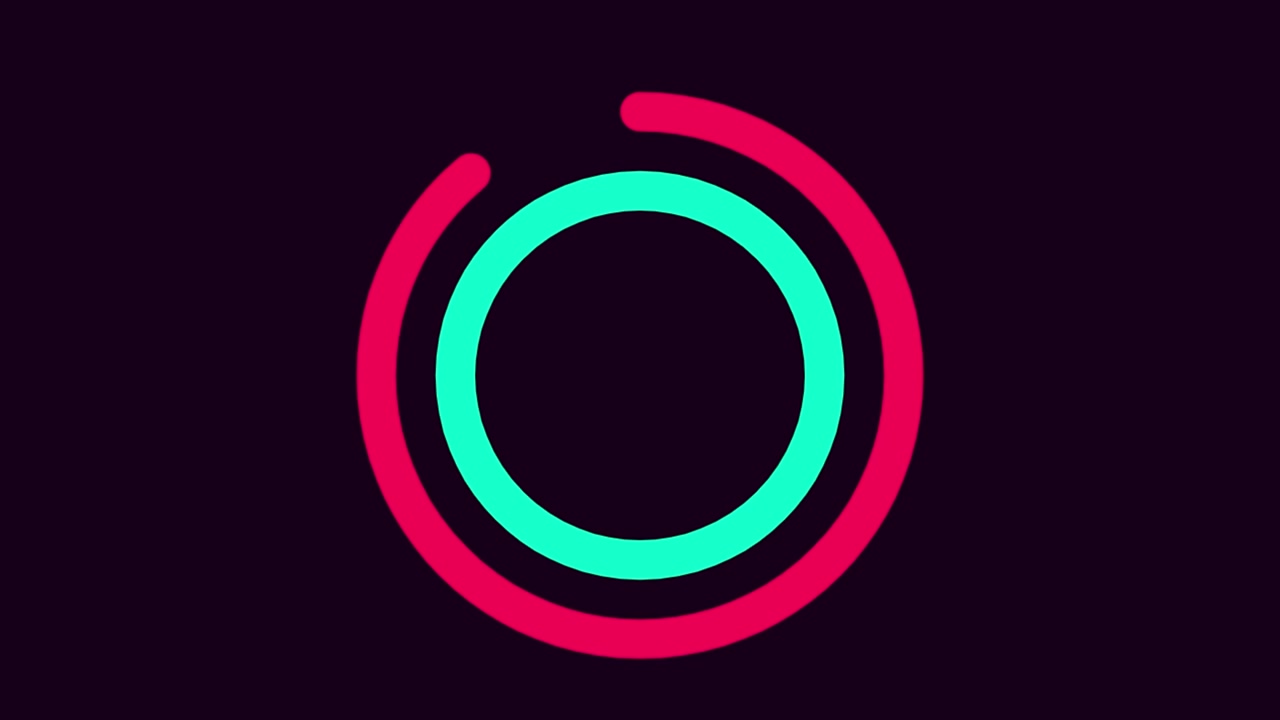 3D render of rotating neon half circles on dark background creating modern abstract motion graphic animation with futuristic visual style