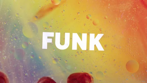 animación de texto funk sobre un fondo abstracto con patrones líquidos