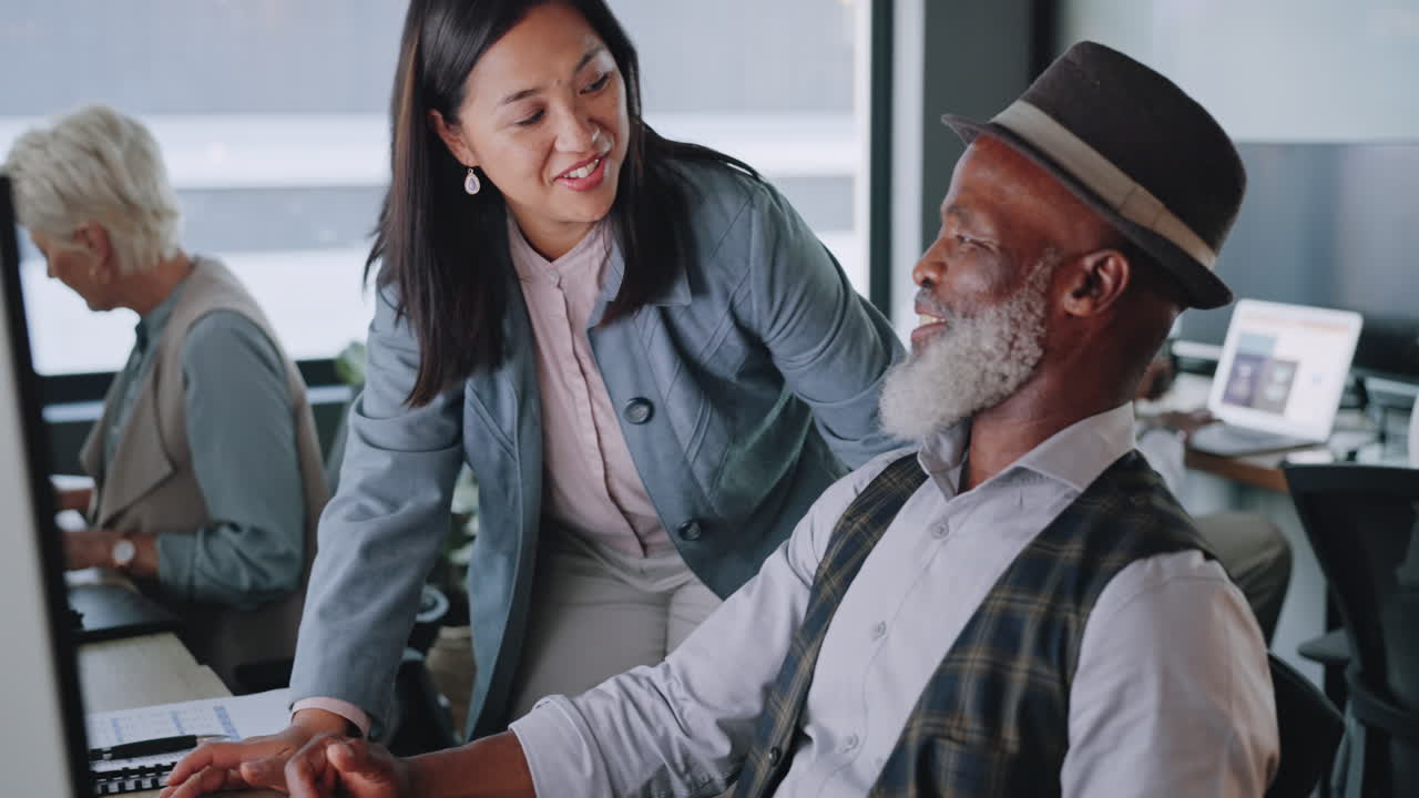 Business, manager training employee