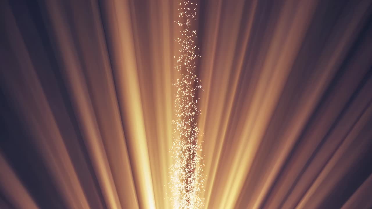 Abstract video concept with golden light rays radiating from a central point