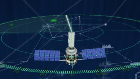 animación de iconos digitales y procesamiento de datos a través de escaneo de alcance y satélite