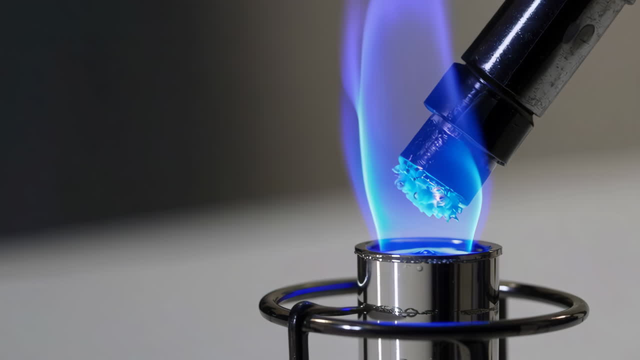 Chemical Experiment with a Blue Flame